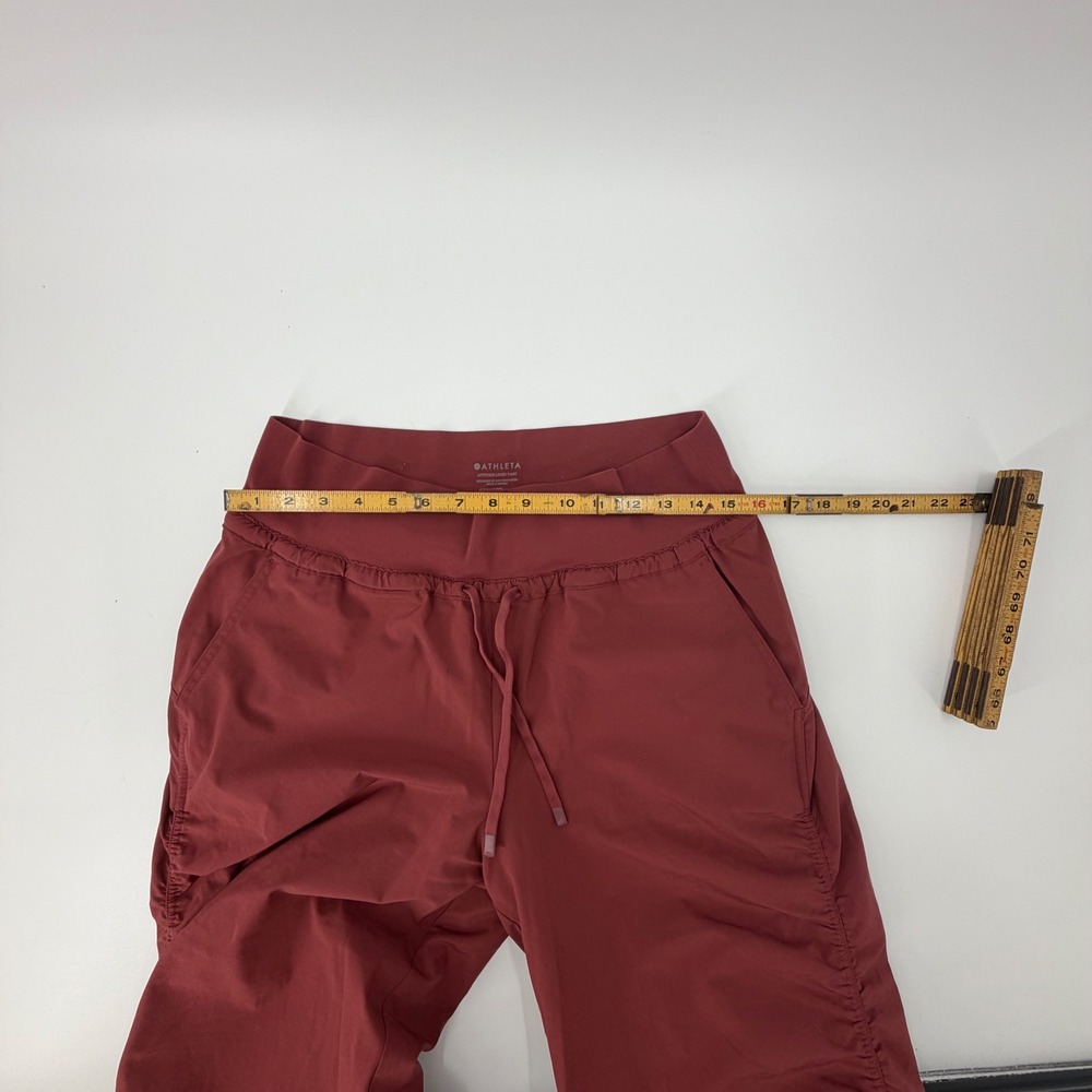 Athleta Attitude Lined Pant Terracotta Red Ruched Joggers Tall 10T High Rise - Picture 5 of 5
